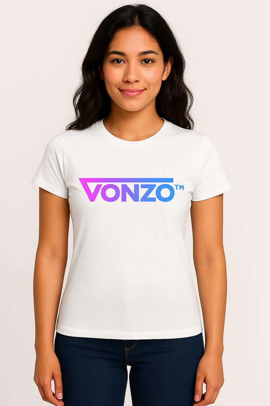T-shirt Femme VONZO™ – Logo Central dégradé rose et bleu