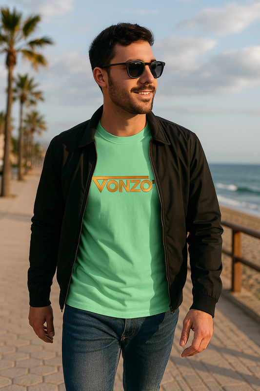 T-shirt homme Vonzo – Logo doré, coupe droite prenium.