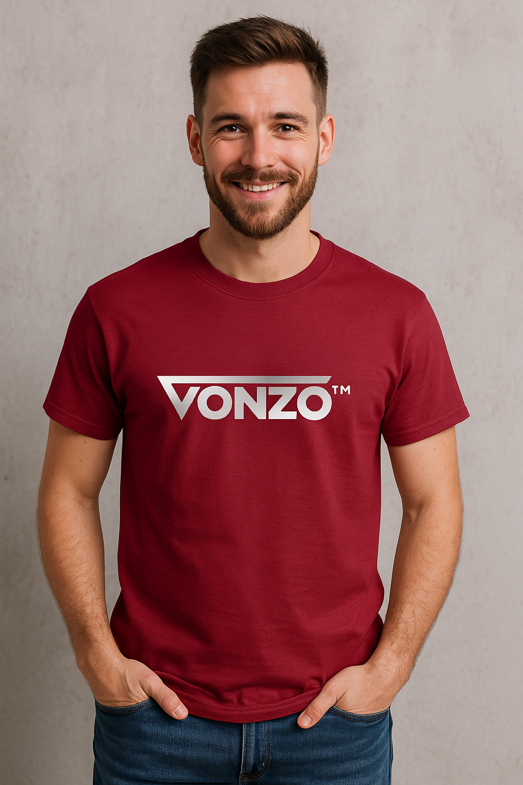 T-shirt homme Vonzo – Logo argenté, coupe droite, coton doux