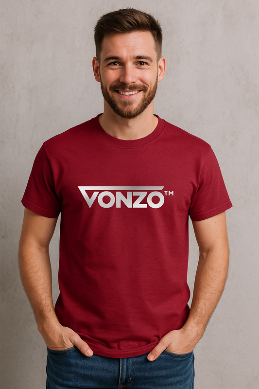 T-shirt homme Vonzo – Logo argenté, coupe droite, coton doux